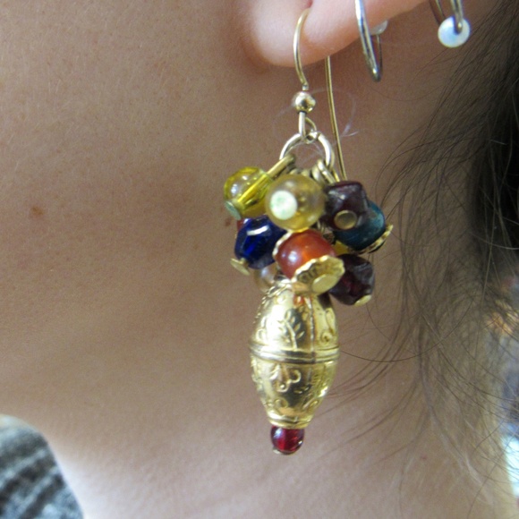 Vintage Gold Plated Bohemian Earrings - Picture 1 of 2